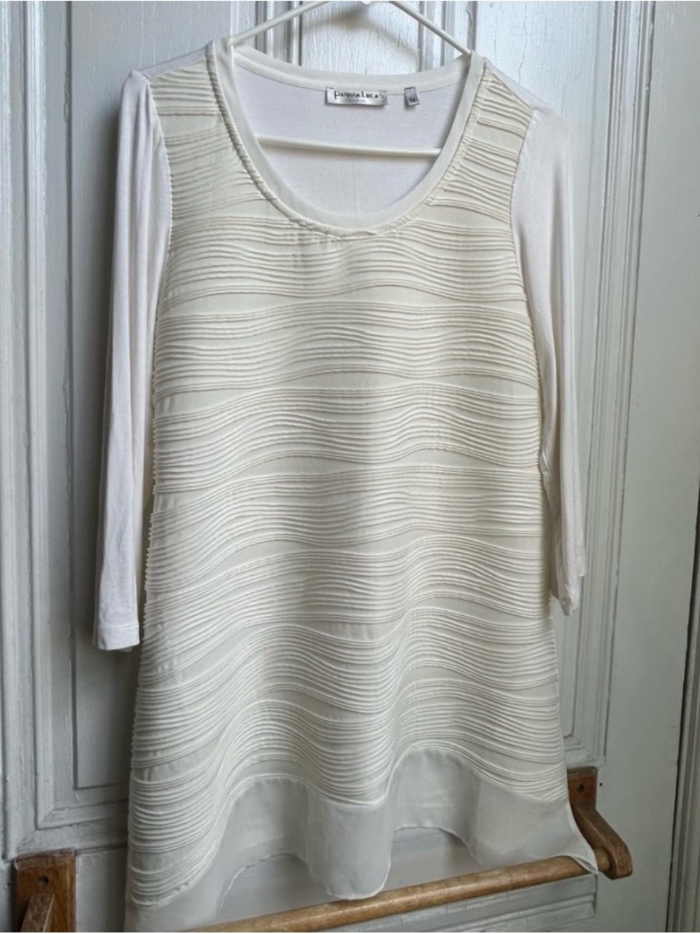 Patrizia Luca Ivory Layered Wave-Texture Tunic